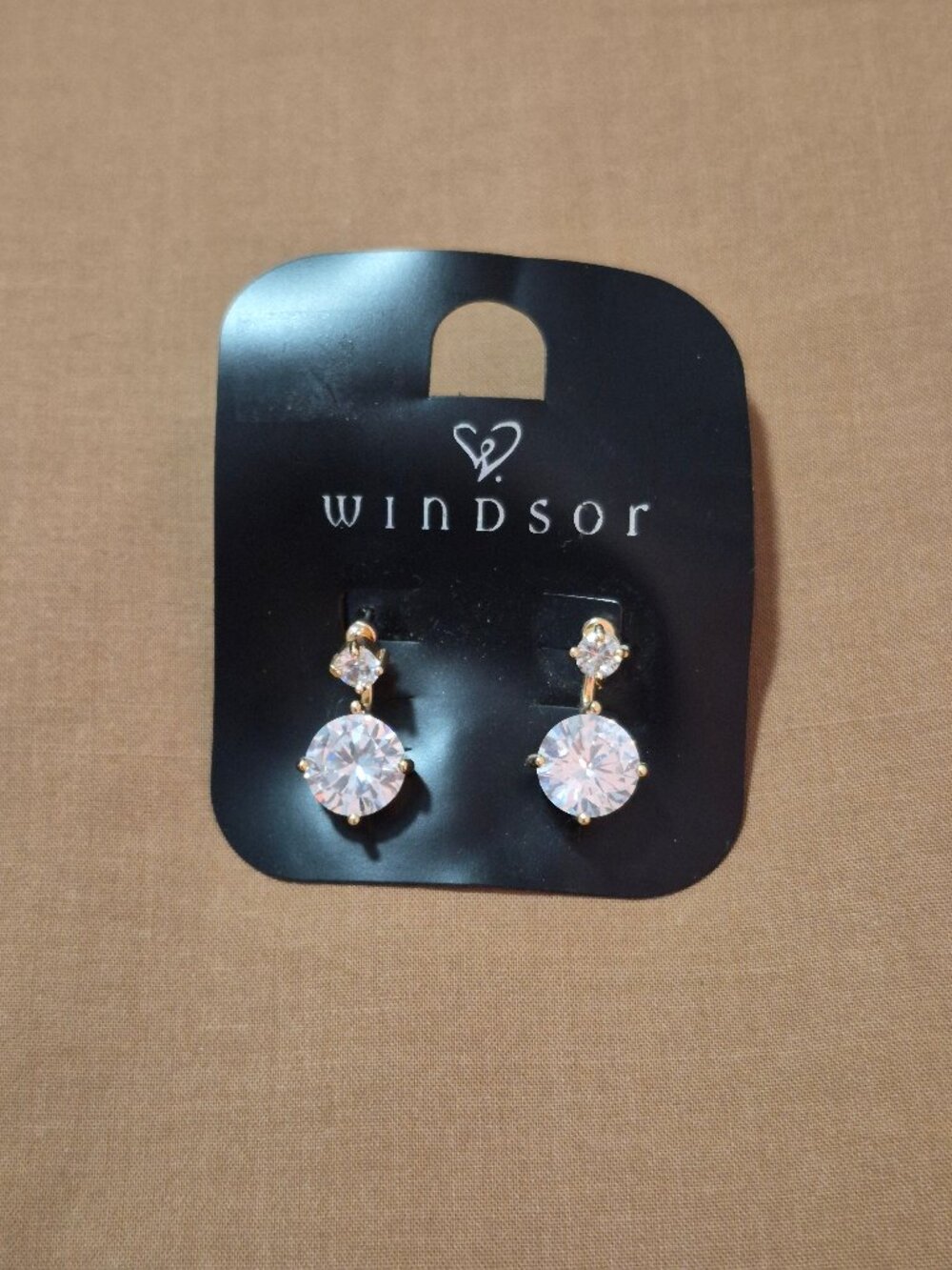 Windsor Gold Tone Studded Clear White Transformable Cubic Zirconia Post Earring